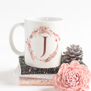 Dream catcher Print Ceramic Cup Initials Coffee Mugs June Trading J