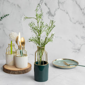 Cylindrical Vase With Gold Metal Cage Vases June Trading