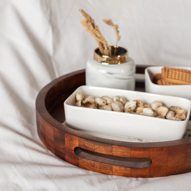 Round Serving Wooden Tray Serving Tray June Trading