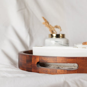 Round Serving Wooden Tray Serving Tray June Trading