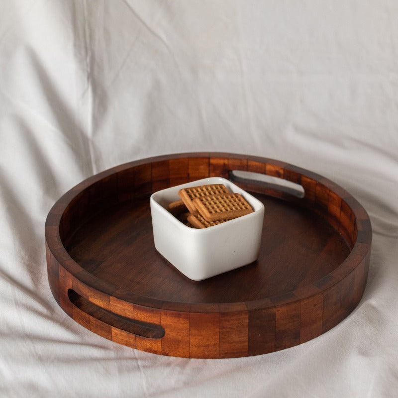 Round Serving Wooden Tray Serving Tray June Trading