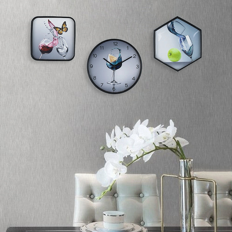 Swirling Wine Design Wall Clock & Frame Set Wall Clocks June Trading