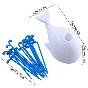 Fruit Toothpick Forks With Whale Stand Utility June Trading
