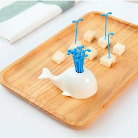 Fruit Toothpick Forks With Whale Stand Utility June Trading