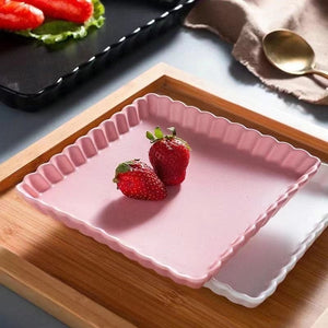 Crinkled Square Serving Plate Dinner Plates June Trading