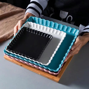 Crinkled Square Serving Plate Dinner Plates June Trading