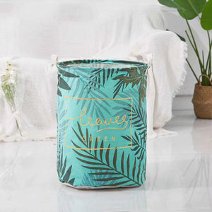 Tropical Print Laundry Basket Laundry Bag June Trading Leaves Green