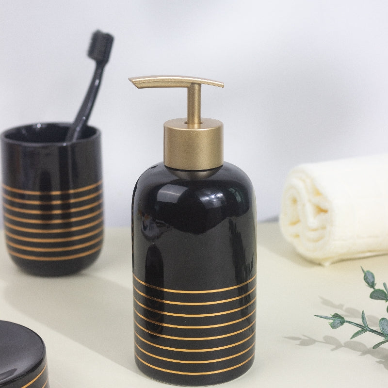 Lines of Gold Black Bathroom Set Of 4 Bathroom Sets The June Shop