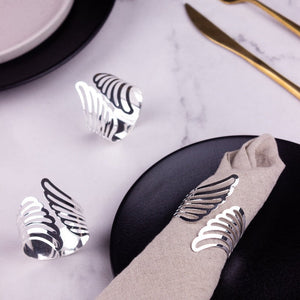 Feather Essence Silver Napkin Rings (Set of 6) Napkin Rings June Trading