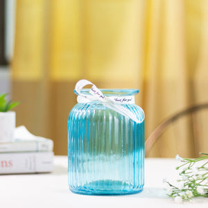 Florentine Solid Colour Glass Vase Vases June Trading Aqua Blue