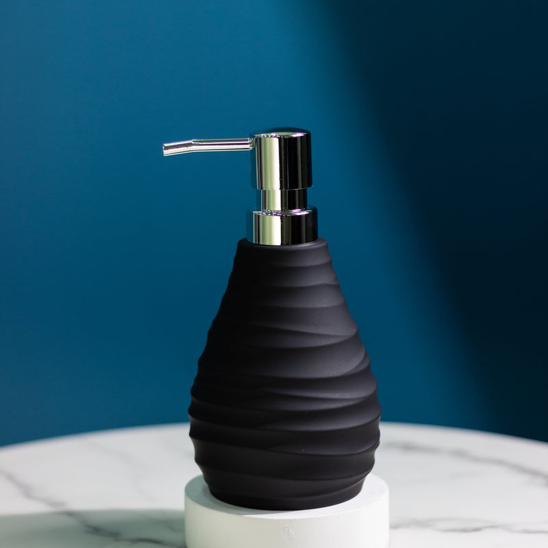 Wave Texture Matte Liquid Dispenser Soap Dispenser June Trading Jade Black