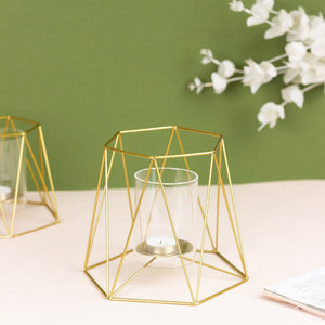 Gold Minimalist Candle Holder Set of 2 Candle Holders June Trading