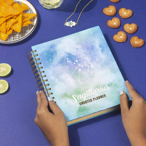 Undated Yearly Planner - Sagittarius (2023 Collection) + Ultimate Sticker Book Undated Planners June Trading