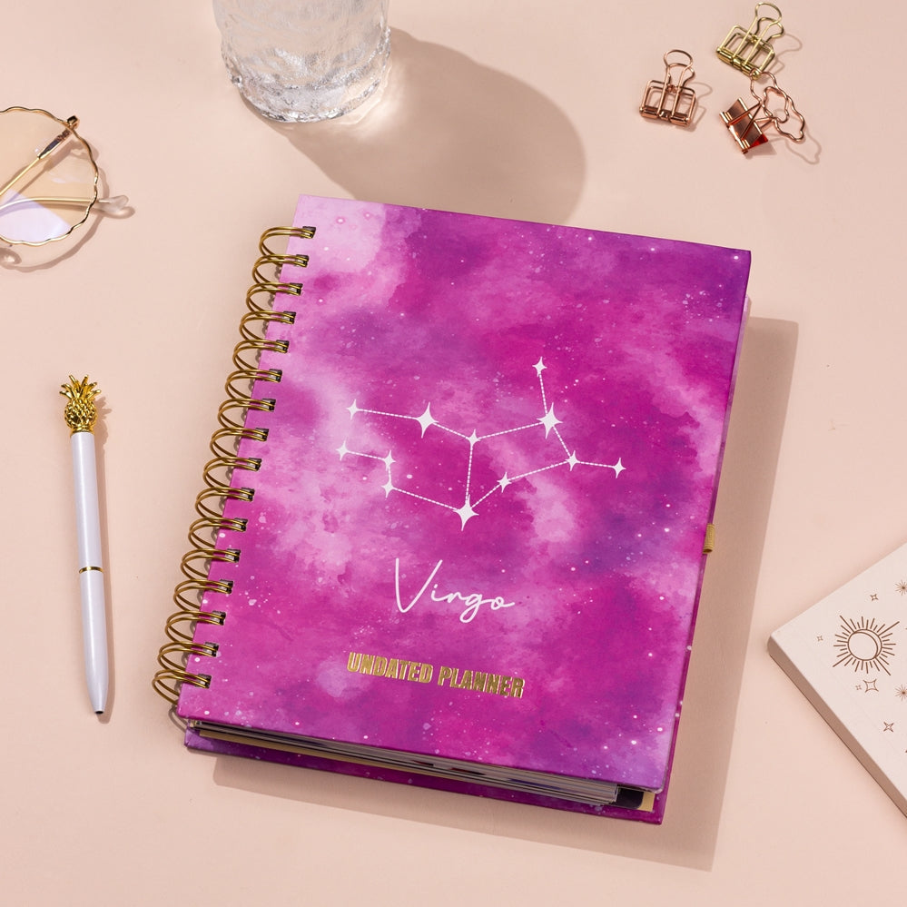 Undated Yearly Planner - Virgo (2023 Collection) + Ultimate Sticker Book Undated Planners June Trading