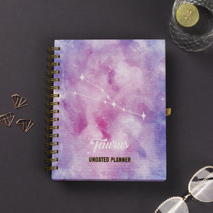 Undated Yearly Planner - Taurus (2023 Collection) + Ultimate Sticker Book Undated Planners June Trading