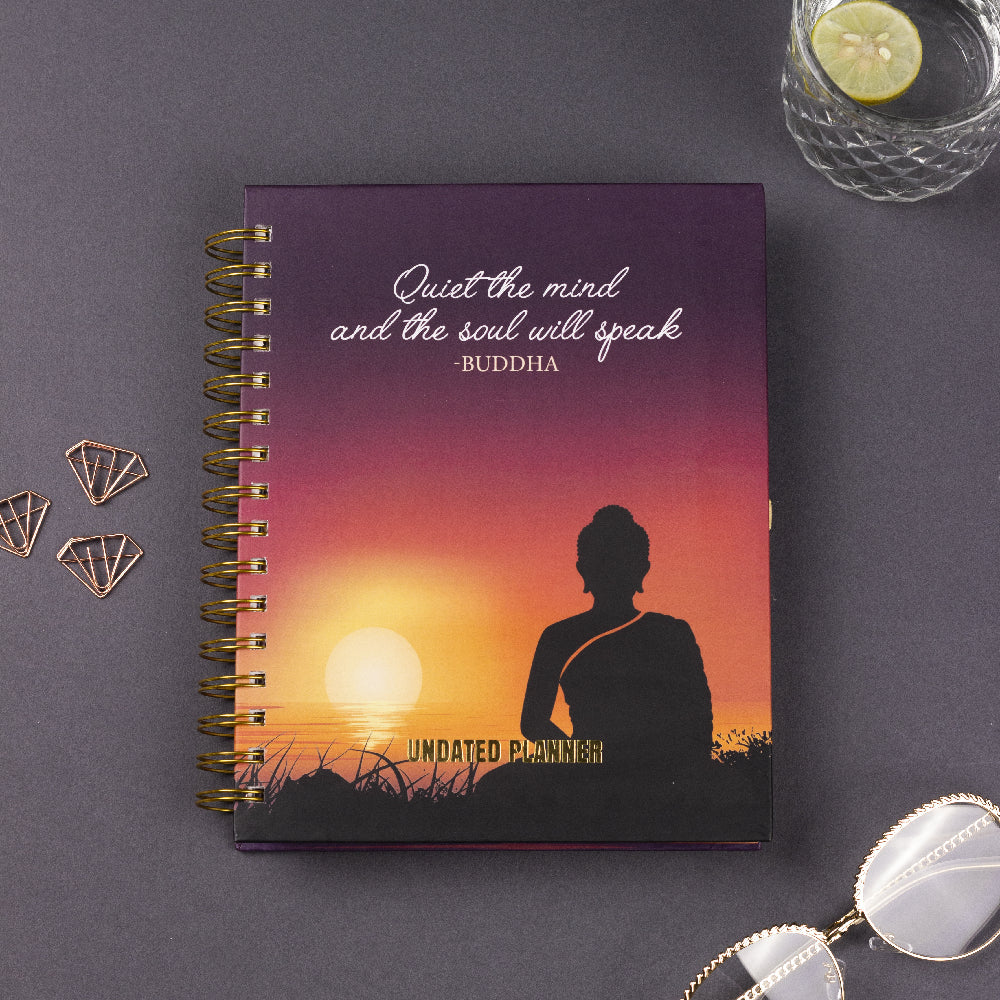 Undated Yearly Planner - Quite The Mind (2023 Collection) + Ultimate Sticker Book Undated Planners June Trading