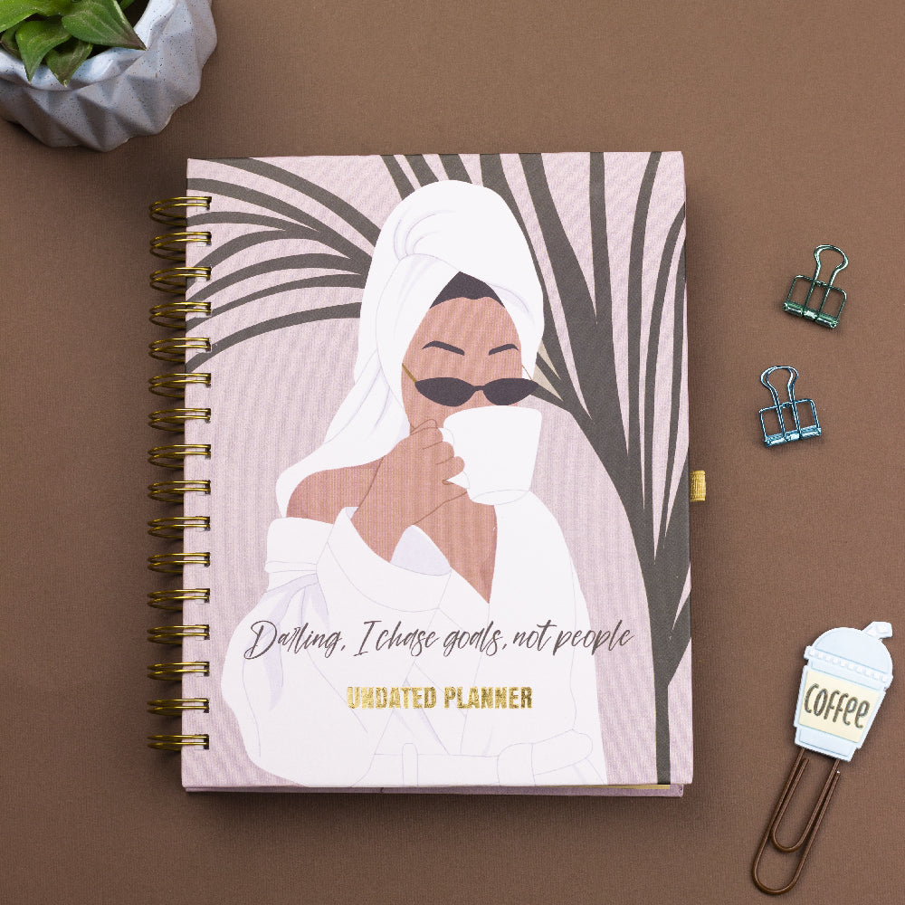 Undated Yearly Planner - Darling, I Choose Goals (2023 Collection) + Ultimate Sticker Book Undated Planners June Trading