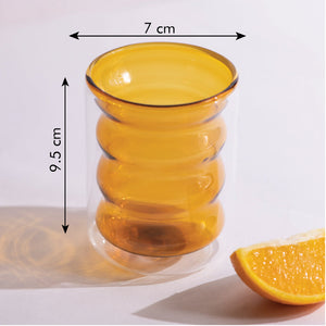 Rippled Tinted Double Walled Glass Glasses June Trading
