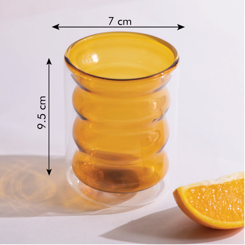 Rippled Tinted Double Walled Glass Glasses June Trading