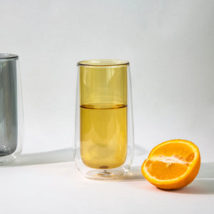 Premium Tinted Double Walled Glass Glasses June Trading Mustard Yellow