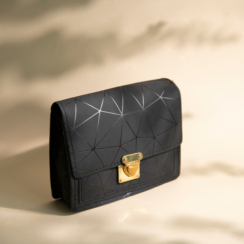 Geometric Abstract Sling Bag Women Sling Bag June Trading Burnish Black