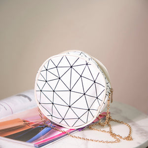 Round Geometric Sling Bag June Trading Ivory White