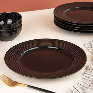 Bold Black Swirl 12 Pieces Dinnerware Dinner Sets June Trading