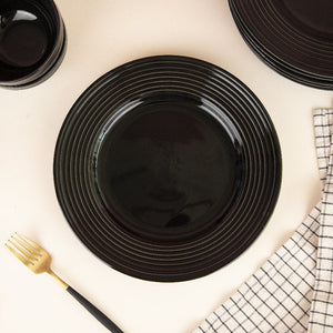 Bold Black Swirl 12 Pieces Dinnerware Dinner Sets June Trading
