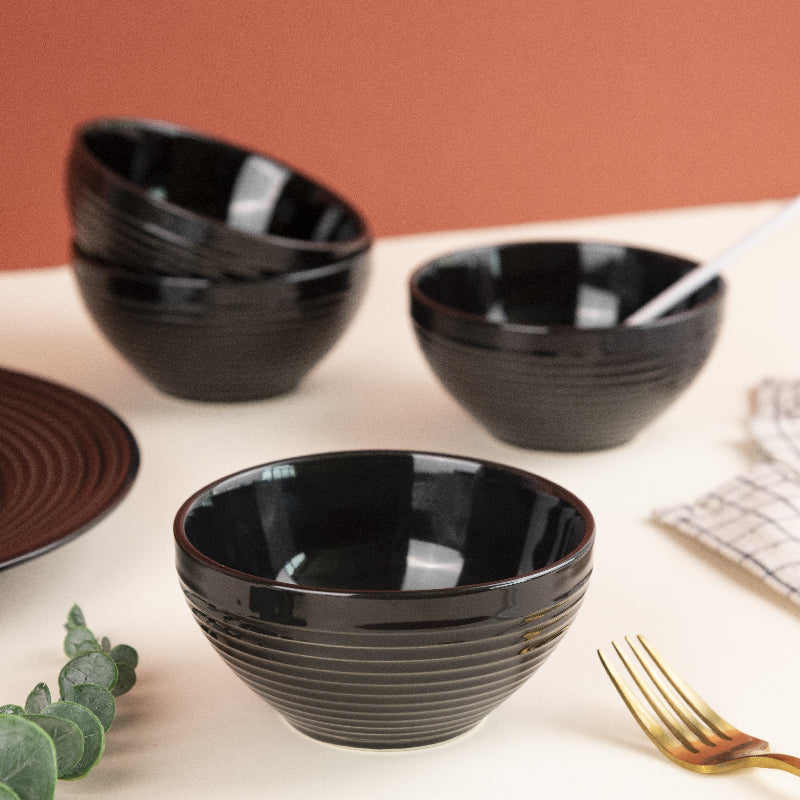 Bold Black Swirl 12 Pieces Dinnerware Dinner Sets June Trading