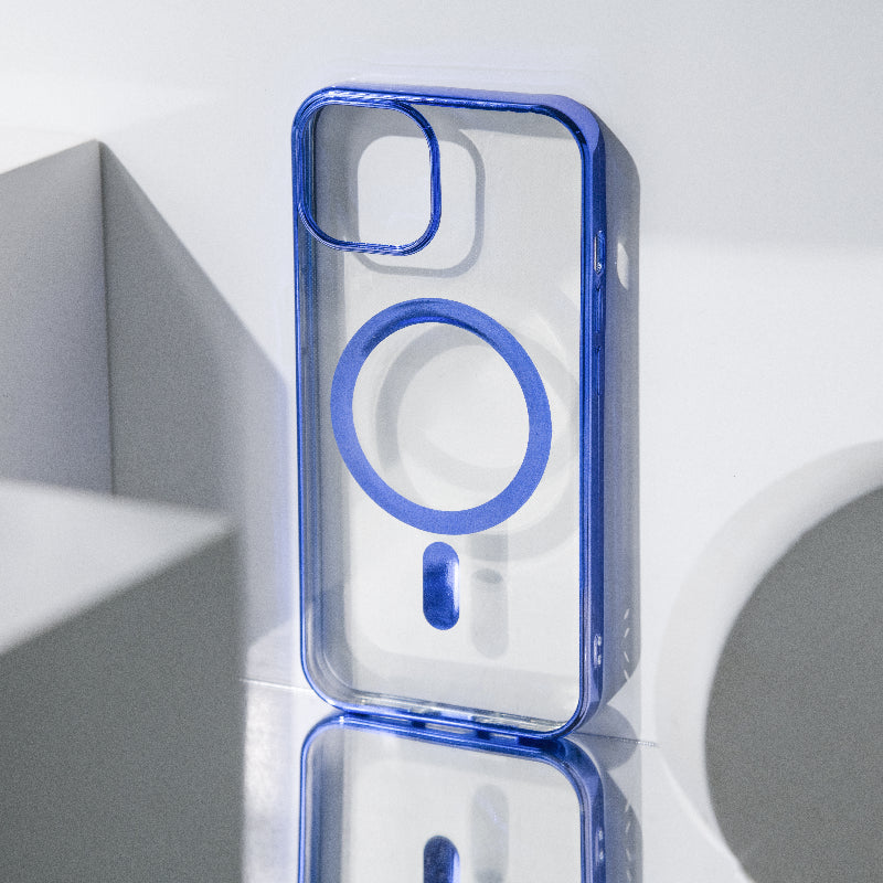 Metallichrome Saphire Blue Magsafe Clear iPhone Cover Mobile Phone Cases June Trading iPhone 14 Plus
