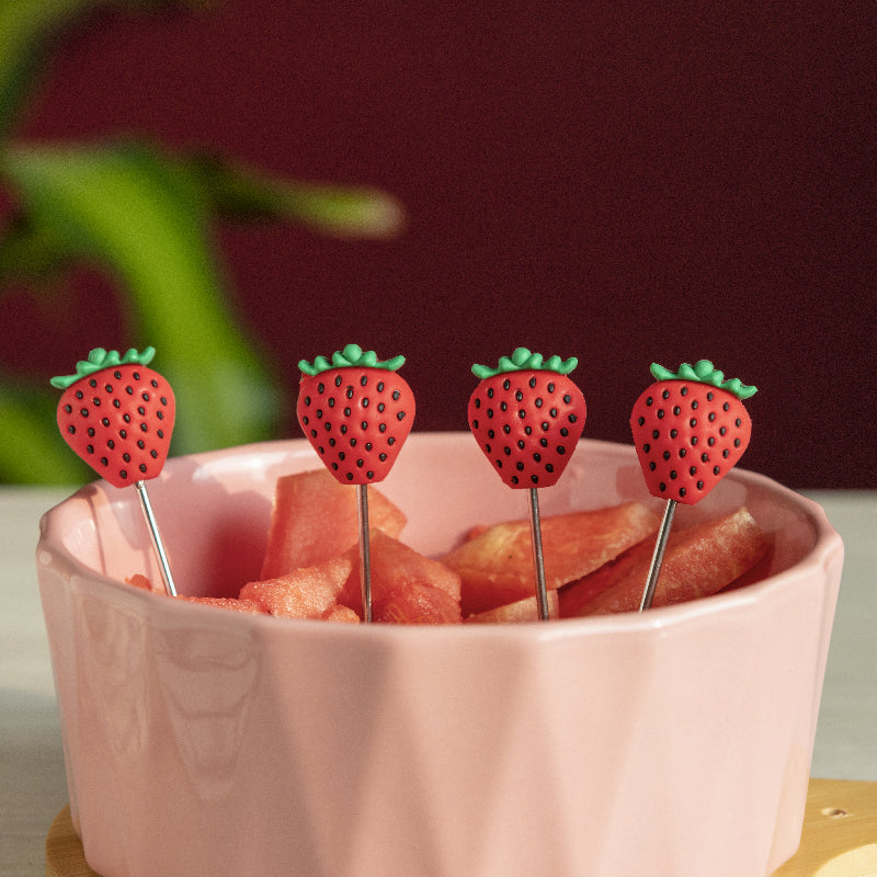 Snack Bowl With Wooden Base & Food Picks Serving Bowls June Trading