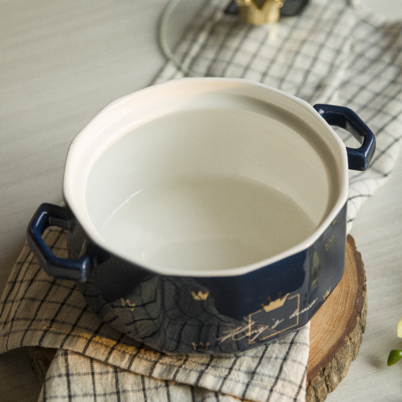Crown On Top Ceramic Casserole with Lid Casserole June Trading
