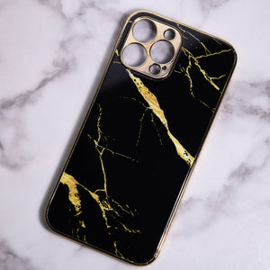Marble Pattern Rose Gold Edge iPhone 12 Pro Max Case iPhone 12 Pro Max June Trading Jade Black