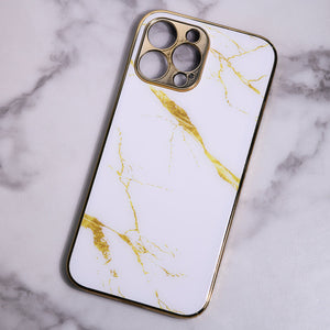 Marble Pattern Rose Gold Edge iPhone 13 Pro Case iPhone 13 Pro June Trading Ivory White