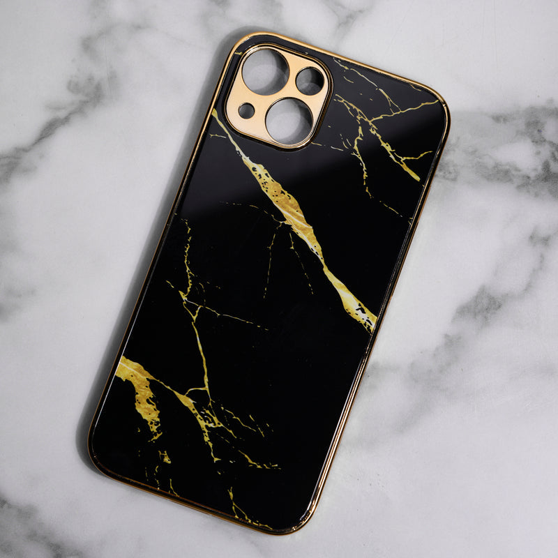 Marble Pattern Rose Gold Edge iPhone 13 Case iPhone 13 June Trading Jade Black