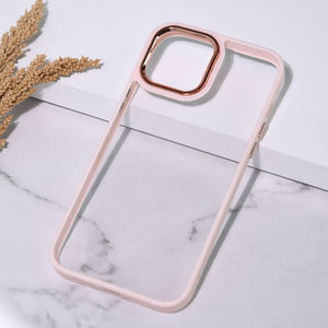 Apple iPhone 13 Acrylic Edge Metallic Transparent Case iPhone 13 June Trading Cream Pink