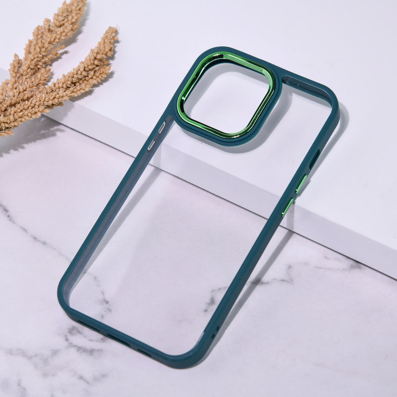 Apple iPhone 13 Pro Acrylic Edge Metallic Transparent Case iPhone 13 Pro June Trading Forest Green