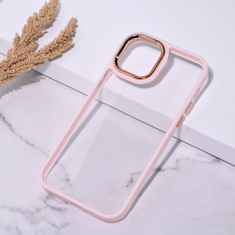 Apple iPhone 12 Pro Acrylic Edge Metallic Transparent Case iPhone 12 Pro June Trading Cream Pink