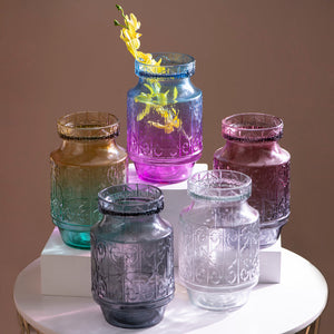 Vintage Motif Embossed Glass Vase Vases June Trading