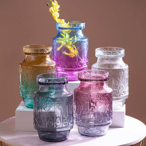 Vintage Motif Embossed Glass Vase Vases June Trading