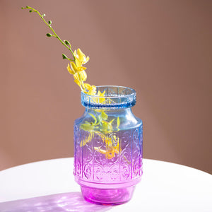 Vintage Motif Embossed Glass Vase Vases June Trading Sangria Gradient