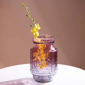 Vintage Motif Embossed Glass Vase Vases June Trading Barn Red Gradient