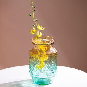 Vintage Motif Embossed Glass Vase Vases June Trading Serene Gradient