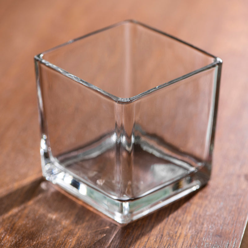 Minimalist Square Clear Glass Vase Vases June Trading