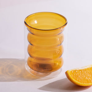 Rippled Tinted Double Walled Glass Glasses June Trading