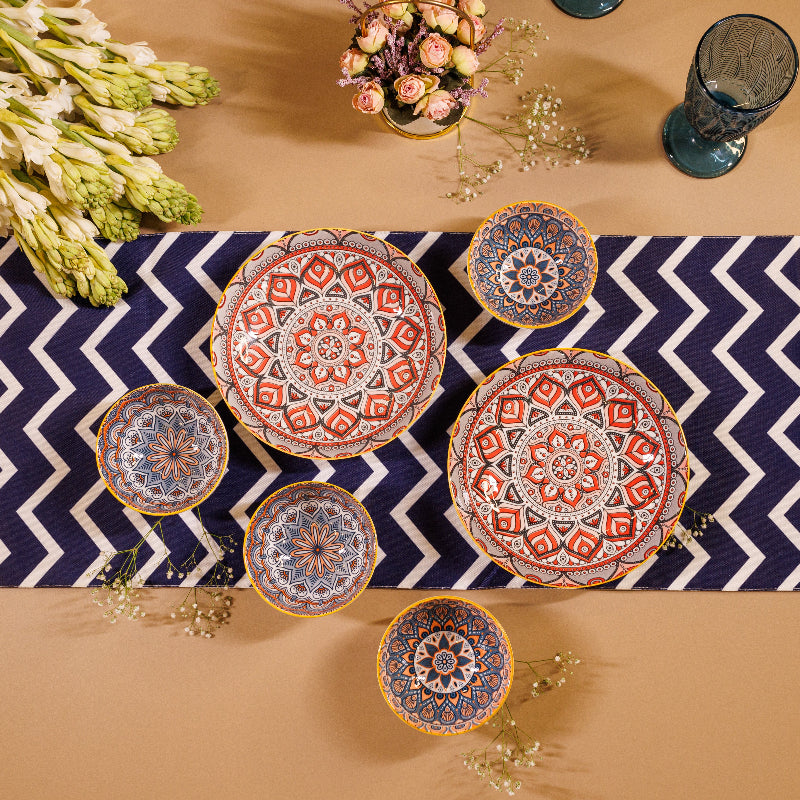 Bohemia Ceramic Plates and Bowls Sets( Set Of 6)