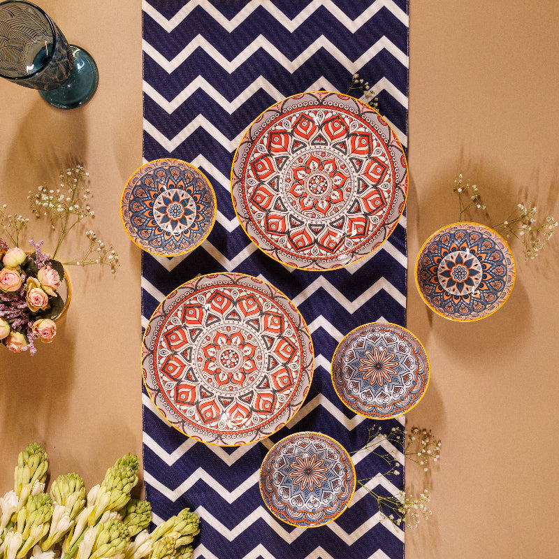 Bohemia Ceramic Plates and Bowls Sets( Set Of 6)