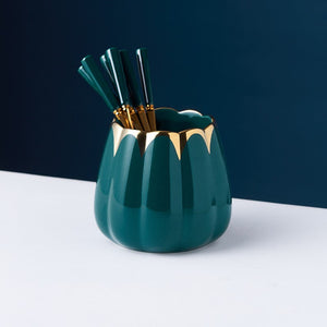 Empyrean Cutlery Stand With Spoon-Fork Set Cutlery Stand June Trading Pine Green