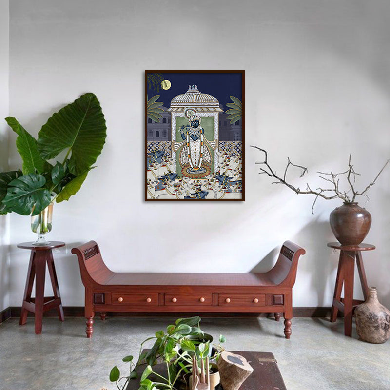 Shrinathji & Cows (Blue) Wall Art