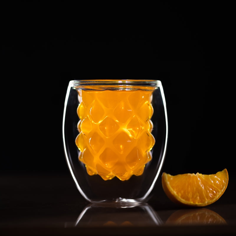 Intricate Pineapple Shape Double Walled Glass Glasses June Trading